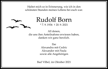 Traueranzeige von Rudolf Born von Bad Vilbel/Karben