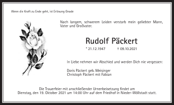 Traueranzeige von Rudolf Päckert von Wetterauer Zeitung