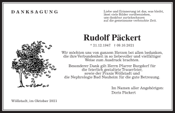 Traueranzeige von Rudolf Päckert von Wetterauer Zeitung