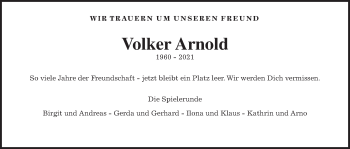 Traueranzeige von Volker Arnold von Giessener Allgemeine, Alsfelder Allgemeine