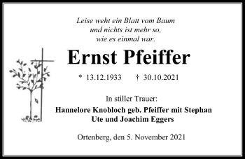 Traueranzeige von Ernst Pfeiffer 