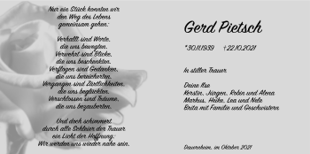 Traueranzeige von Gerd Pietsch von Wetterauer Zeitung