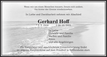 Traueranzeige von Gerhard Hoff von Wetterauer Zeitung