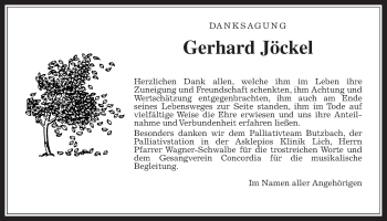 Traueranzeige von Gerhard Jöckel von Wetterauer Zeitung