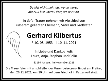 Traueranzeige von Gerhard Kilbertus von Bad Vilbel/Karben