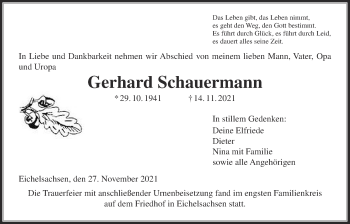 Traueranzeige von Gerhard Schauermann von Kreis-Anzeiger