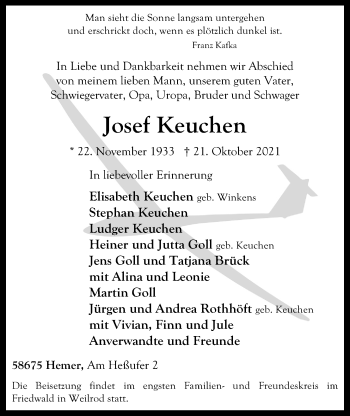 Traueranzeige von Josef Keuchen 