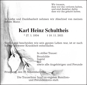 Traueranzeige von Karl Heinz Schultheis von Wetterauer Zeitung