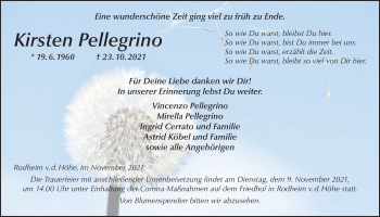 Traueranzeige von Kirsten Pellegrino von Wetterauer Zeitung