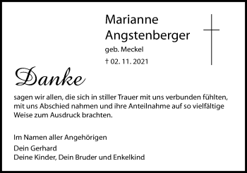 Traueranzeige von Marianne Angstenberger von Pohlheimer Nachrichten