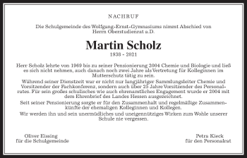 Traueranzeige von Martin Scholz von Kreis-Anzeiger