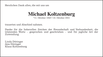 Traueranzeige von Michael Koltzenburg von Wetterauer Zeitung