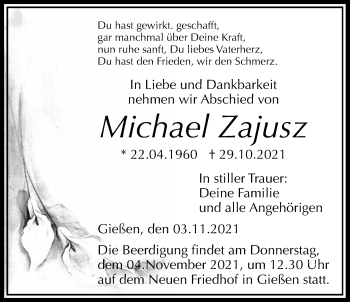 Traueranzeige von Michael Zajusz von Giessener Allgemeine, Alsfelder Allgemeine