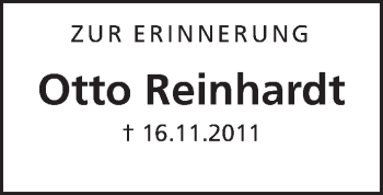 Traueranzeige von Otto Reinhardt von Wetterauer Zeitung, Giessener Allgemeine, Alsfelder Allgemeine