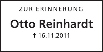 Traueranzeige von Otto Reinhardt 