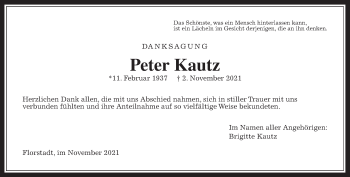 Traueranzeige von Peter Kautz von Wetterauer Zeitung