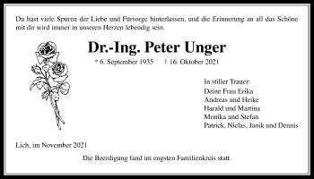 Traueranzeige von Peter Unger 