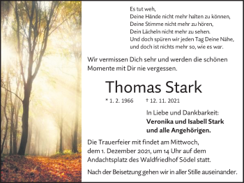 Traueranzeige von Thomas Stark von Wetterauer Zeitung