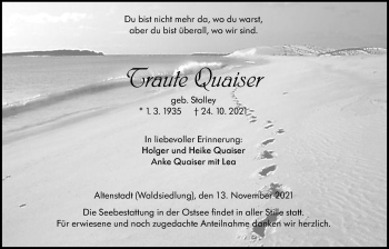 Traueranzeige von Traute Quaiser 