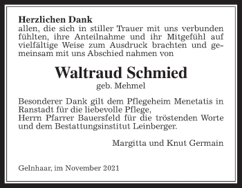 Traueranzeige von Waltraud Schmied 