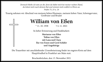 Traueranzeige von William von Eßen von Wetterauer Zeitung