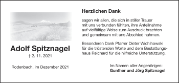 Traueranzeige von Adolf Spitznagel von Kreis-Anzeiger