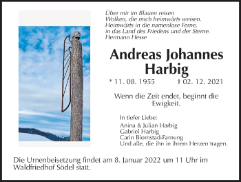 Traueranzeige von Andreas Johannes Harbig von Wetterauer Zeitung