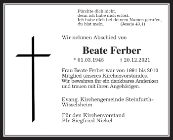 Traueranzeige von Beate Ferber von Wetterauer Zeitung
