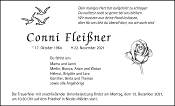 Traueranzeige von Conni Fleißner von Wetterauer Zeitung