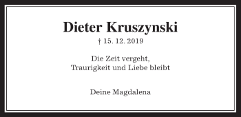 Traueranzeige von Dieter Kruszynski von Wetterauer Zeitung