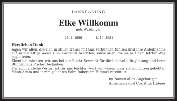 Traueranzeige von Elke Willkomm von Bad Vilbel/Karben