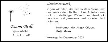 Traueranzeige von Emmi Brill von Kreis-Anzeiger