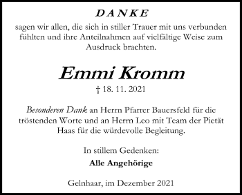 Traueranzeige von Emmi Kromm von Kreis-Anzeiger