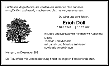 Traueranzeige von Erich Döll von Licher Wochenblatt