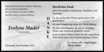 Traueranzeige von Evelyne Mader von Licher Wochenblatt