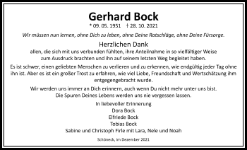 Traueranzeige von Gerhard Bock von Bad Vilbel/Karben