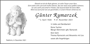 Traueranzeige von Günter Rymarzek von Wetterauer Zeitung