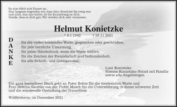 Traueranzeige von Helmut Konietzke von Wetterauer Zeitung