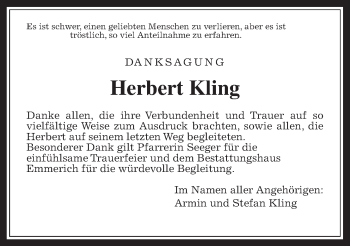 Traueranzeige von Herbert Kling von Wetterauer Zeitung