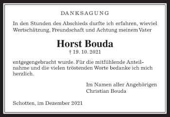 Traueranzeige von Horst Bouda von Kreis-Anzeiger