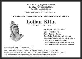 Traueranzeige von Lothar Kitta von Kreis-Anzeiger