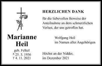 Traueranzeige von Marianne Heil von Kreis-Anzeiger
