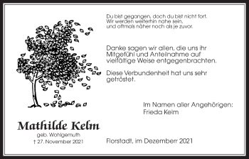Traueranzeige von Mathilde Kelm von Wetterauer Zeitung
