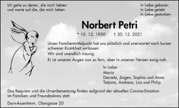 Traueranzeige von Norbert Petri von Wetterauer Zeitung