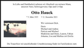 Traueranzeige von Otto Hauck von Wetterauer Zeitung