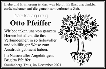 Traueranzeige von Otto Pfeiffer von Giessener Allgemeine, Alsfelder Allgemeine, Giessener Anzeiger