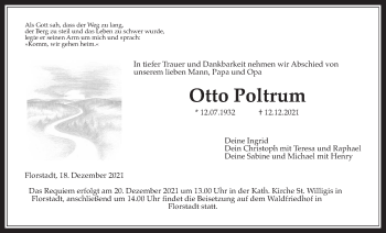 Traueranzeige von Otto Poltrum von Wetterauer Zeitung