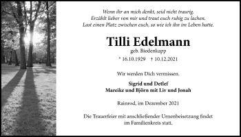 Traueranzeige von Tilli Edelmann von Kreis-Anzeiger