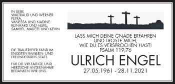 Traueranzeige von Ulrich Engel von Wetterauer Zeitung, Giessener Allgemeine, Alsfelder Allgemeine