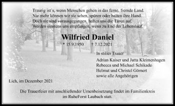 Traueranzeige von Wilfried Daniel von Licher Wochenblatt